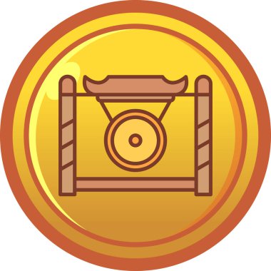 Çizgi film tarzında altın sikke simgesi ağ için izole edilmiş vektör çizimi.