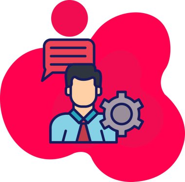 Vites simgesi vektör illüstrasyon tasarımına sahip iş adamı