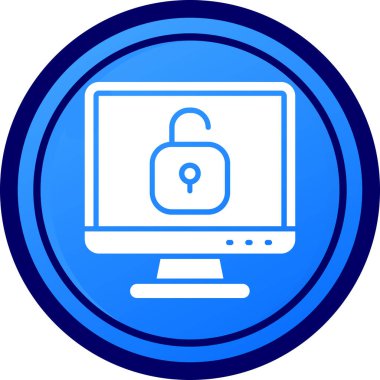 bilgisayar kilidi ikon vektör illüstrasyonu