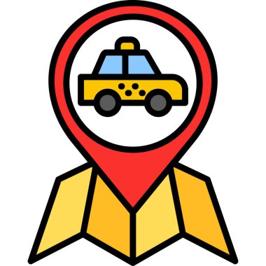 Taksi konumu simgesi. dış hat taksi imleci vektör simgesi rengi düz izole