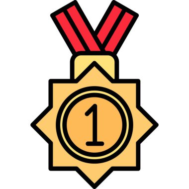 Madalya ödülü ikonu. Web için ödül vektör simgelerinin özet çizimi