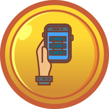 Bozuk para ikonlu akıllı telefon, çizgi film tarzı