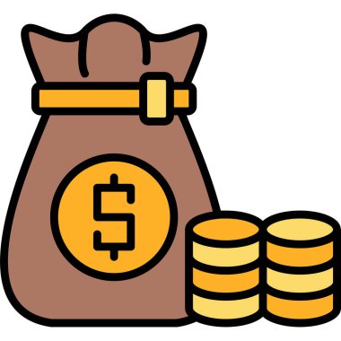 çanta para çantası simgesi doldurulmuş taslak biçimi