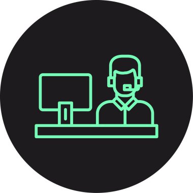 Kulaklık simgesi olan bir dizüstü bilgisayarın vektör çizimi