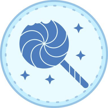 Mavi lolipoplu mavi yuvarlak lolipopun vektör çizimi