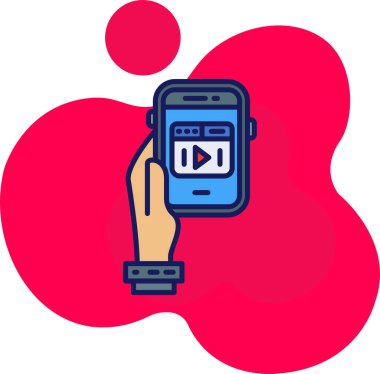 Müzik simgesi ve vektör illüstrasyonlu akıllı telefon