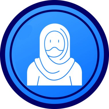 Beyaz arka planda izole edilmiş, ana hatlı Müslüman kadın simgesi. Arap Arap Arap sembolü vektör illüstrasyonu