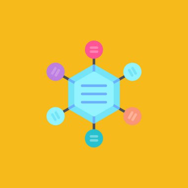 Moleküler yapı düz simgesinin vektör çizimi