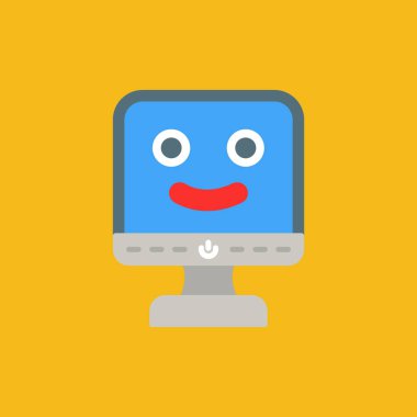 Mutlu bir robotun düz renk tasarım karikatürü