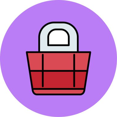 Alışveriş çantası simgesi. Alışveriş çantası vektör simgesi web için anahat çizimi