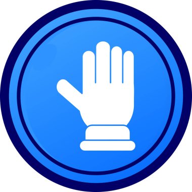 Yumuşak mavi arkaplanda izole edilmiş modaya uygun bir el hareketi simgesi