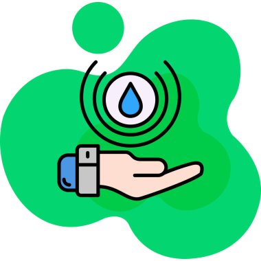 Yeşil damla simgesini tutan el