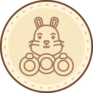 Rozet tarzında hayvan tavşan paskalya ikonu