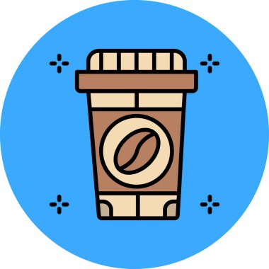 Kahve fincanı simgesi renk ana hatları vektörü