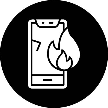Cep telefonunun vektör illüstrasyonu, ateş simgesi