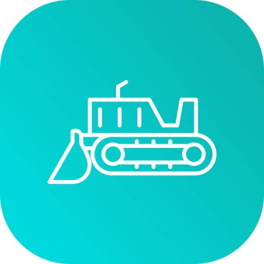 Buldozer simgesi, vektör illüstrasyonu basit tasarım