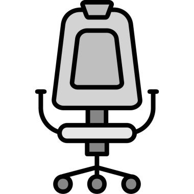 ofis masa sandalyesi simgesi ana hatları izole edilmiş vektör illüstrasyonunda