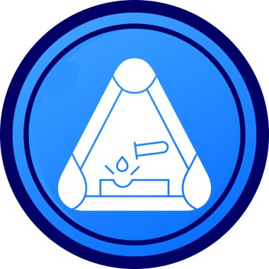 Bir çadırın mavi ve beyaz ikonunun vektör çizimi