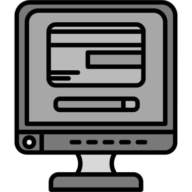 Bilgisayar monitörü simgesi. Web tasarımı için dizüstü bilgisayar vektör simgesinin özet çizimi