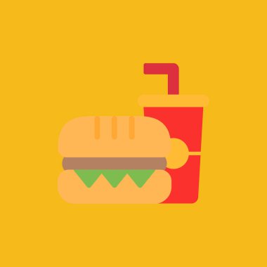 Hamburger simgesi, vektör illüstrasyonu basit tasarım