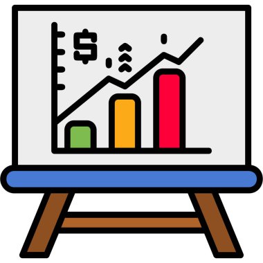 Grafik çizelgesi simgesi. Çizgi grafik çizelgesi vektör rengi düz izole