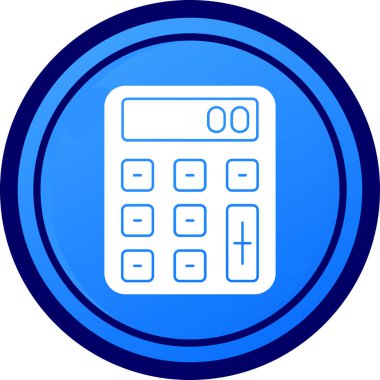 Hesap makinesi simgesi beyaz arkaplanda izole edildi. Web tasarımınız için mavi sembol, logo, uygulama ve ui.