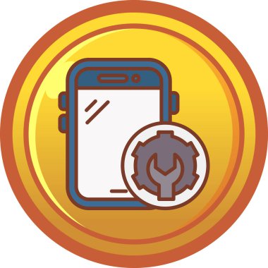 Bozuk para ikonlu akıllı telefon. vektör illüstrasyonu