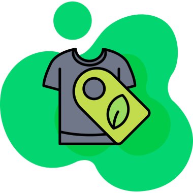 Yeşil tişörtün vektör çizimi ve yeşil kumaşlı bir askı.