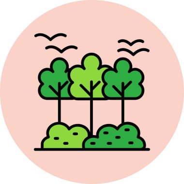 Orman ağaçları kutsal kişilerin resmi, vektör çizim