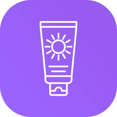 Beyaz arka planda beyaz çizgi kremi ya da losyon kozmetik tüp ikonu izole edilmiş. Erkekler için vücut ürünleri. Pembe kare düğme. vektör illüstrasyonu