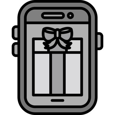 akıllı telefon yılbaşı hediyesi Noel ağacı ikonu vektör illüstrasyon tasarımı