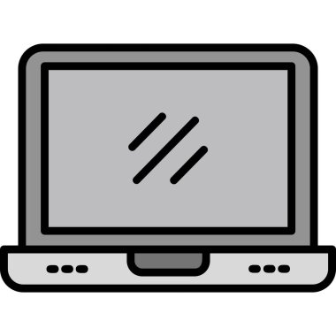 ekranlı dizüstü bilgisayar, resimleme, beyaz arkaplanda vektör