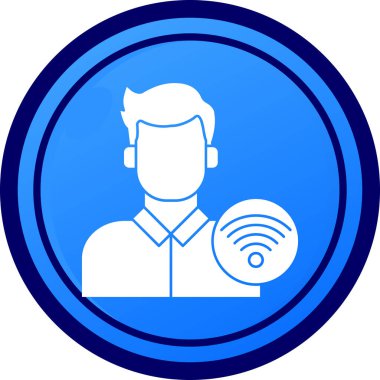 Wi-Fi işaretli bir adam. Web simgesi