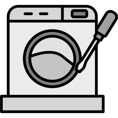 çamaşır makinesi simgesi, vektör illüstrasyonu