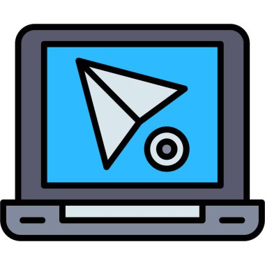 Bilgisayar monitörü simgesi, vektör illüstrasyonu beyaz arkaplanda izole edildi