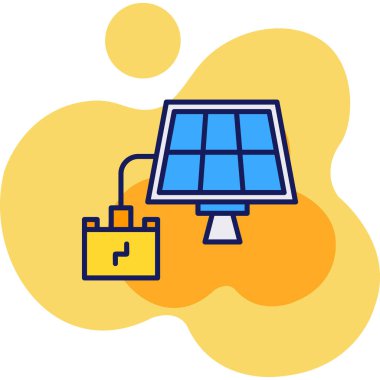 Doldurulmuş dış hat biçiminde eko güneş paneli simgesi