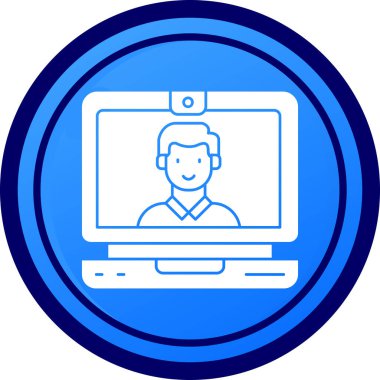 Bilgisayar monitörü olan bir adamın vektör çizimi