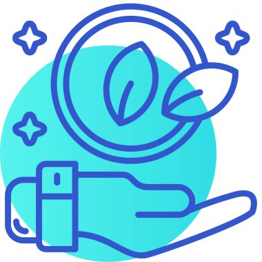 Yaprak simgesini tutan bir elin vektör çizimi