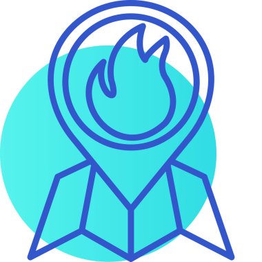 İçi doldurulmuş yanan ateş alev simgesi - taslak biçimi