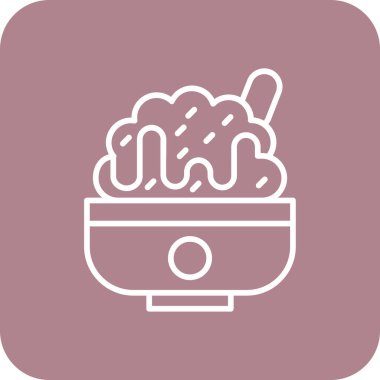 Erişteli kase ve çubuk çizgisi ikonu. yiyecek konsepti.