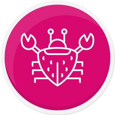 Beyaz arkaplanda kırmızı çizgi yengeç simgesi izole edildi. Çember düğmesini ayarla. vektör.