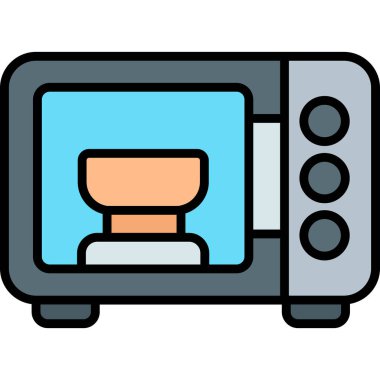 Mikrodalga fırın simgesi, vektör illüstrasyonu basit tasarım