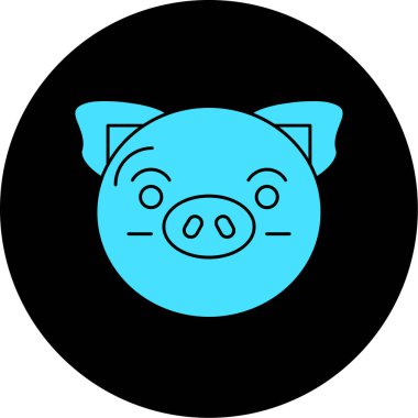 Domuz vektör simgesi. Bu yuvarlak düz sembol siyah renk kullanır ve beyaz arkaplanda izole edilir.