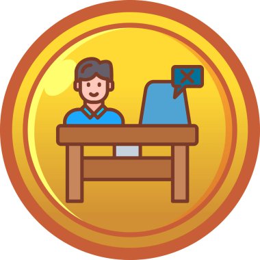 Dizüstü bilgisayar simgesi olan bir kızın vektör çizimi