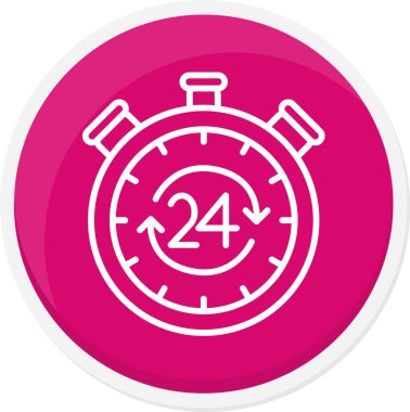 24 saat servis simgesi, basit vektör illüstrasyonu