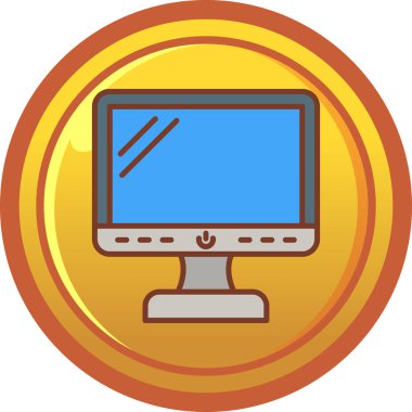 Altın sikke simgesine sahip bilgisayar ekranı, vektör biçimi