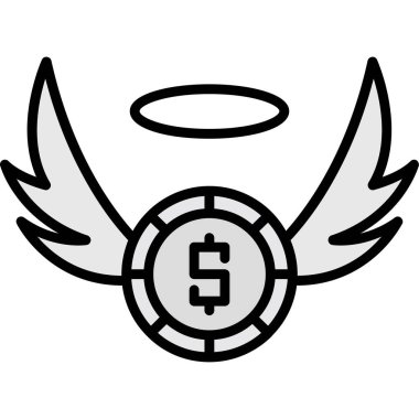 Bozuk para melek ikonu vektör illüstrasyonu