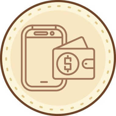 Cüzdanı bozuk para ve akıllı telefon vektör illüstrasyon tasarımı