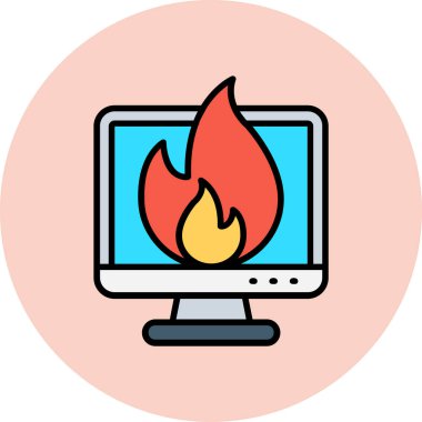 ateş simgesi vektör illüstrasyon tasarımlı bilgisayar