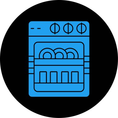 Bulaşık makinesi simgesi, vektör illüstrasyonu basit tasarım